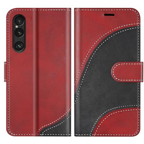 BoxTii Coque pour Sony Xperia 1 VI, Housse en Cuir PU Pochette de Portefeuille, Magnétique Étui de Protection Housse Coque pour Sony Xperia 1 VI, Rouge