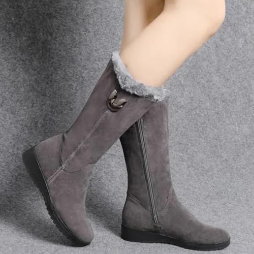 Winter Boots for Women Snow Comfortable Zipper Suede Warm Fur Lined Mid Calf Booties Non Slip Outdoor Womens Boot4