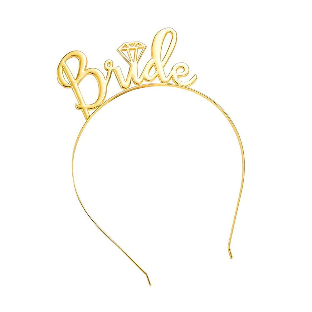 Bride Tiara Bride to Be Headband Bride Headband Bachelorette Party Headband Bridal Shower Headband Wedding Gift for Women and Girls Bride Headpiece Hair Accessories (Gold)-image-42