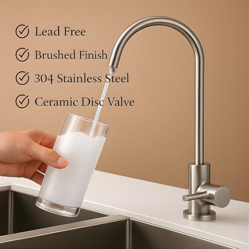 Image of AMPEREUS RO Faucet | Premium RO Water Tap for Water Purifier | Chrome Finish Stainless Steel Kitchen Sink Faucet with 360 Rotatable, Smooth Flow & Durable Design for Home Kitchen Use (Silver)