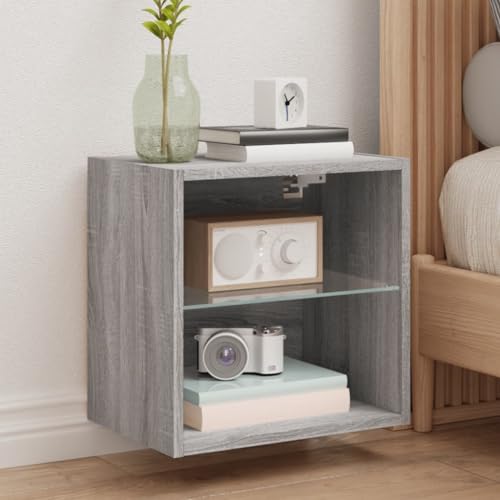 Table de chevet murale grise Orga Home avec tiroir au design moderne et LED