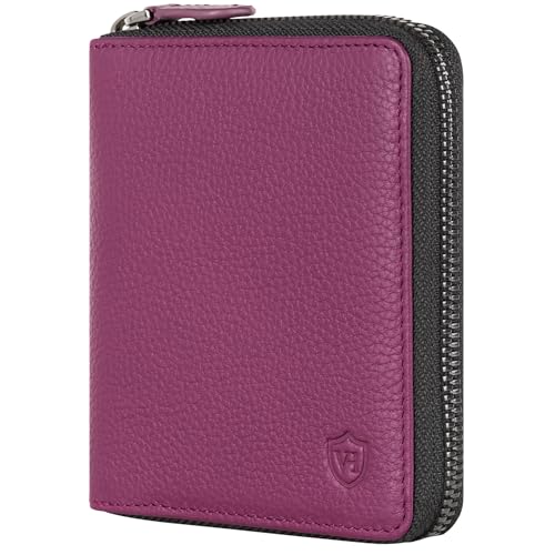 VON HEESEN Leder Geldbörse mit RFID-Schutz - Portemonnaie für Damen & Herren aus echtem Leder - Wallet mit Münzfach - Geldbeutel für Frauen und Männer in Pink