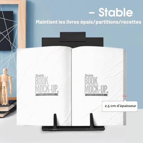 Support de documents de bureau avec 7 positions réglables, organiseur de fichiers en métal noir, porte-copie pour écrire des discours, lire des lettres A4, livre de musique, tablette, bureau, avec – vue 7
