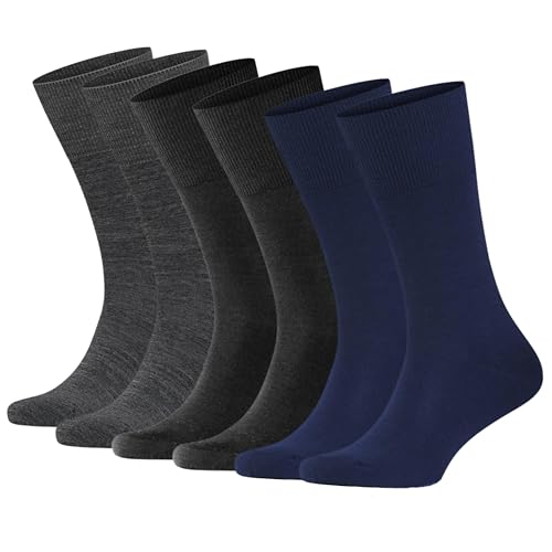 Image of KNETLI Women's Dress Socks, Crew Socks, Super Soft 2 Black, 2 Navy Blue, and 2 Dark Grey Size 6-9, 6 Pair Pack