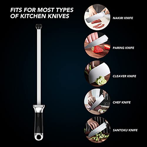 Knife Honing Rod,10 Inches Ceramic Sharpening Stick, Home Kitchen Knife Sharpener, 1000 Grit Ceramic White #TOP2