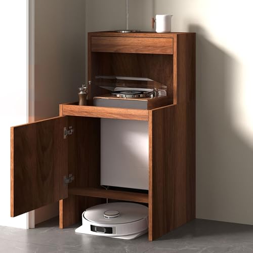 ksxnkhk Mueble Auxiliar para Robot Aspirador, Discreto, para Entrada o salón, con Puertas, Estante extraíble para Cambio de Agua, Mesa Auxiliar para Oficina en casa (marrón, 100 cm/39,4 PU