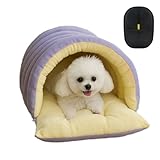 Removable and Washable Winter Closed-Off Cat Bed, Soft Cotton Cozy Cat Cave House, Warm Foldable Pet Nest for Indoor Cats & Small Dogs, Comfor Plush Snuggle Hut for Kitty, Puppy, Pets(Purple,Large)