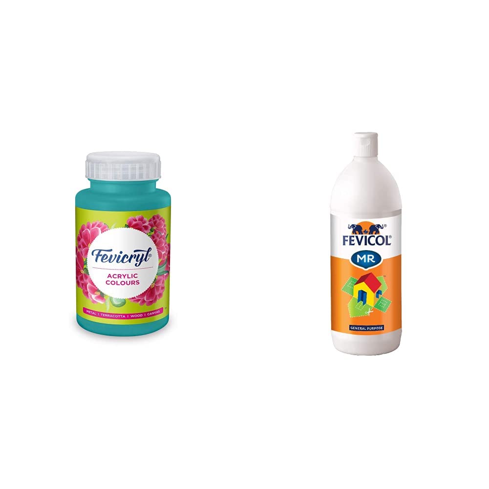 Pidilite Fevicryl Acrylic Colour, Teal Blue Acrylic Paint, 500ml & Fevicol MR 1 kg Craft Glue Ultimate Adhesive
