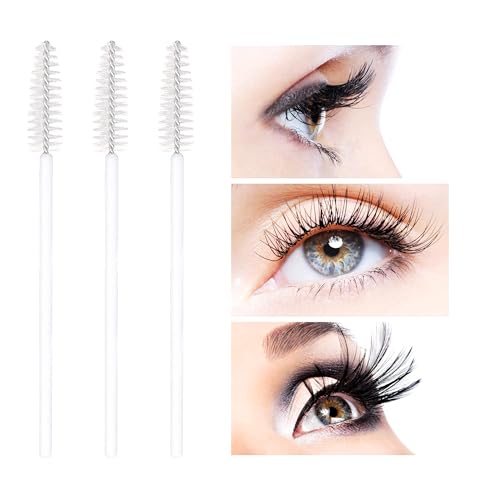 AIYONG 100 Stück Einweg Wimpernbürste, Wimpernbürstchen Wimpern-Applikator Bürste für Mascara, Wimpernverlängerung,Einweg Wimpernbürste Augenbrauenbürstchen,Augen Make Up Tools (White)