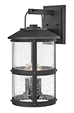 Hinkley Lakehouse Collection Three Light Outdoor Large Wall Lantern, Black w/Clear Seedy Glass