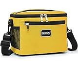 BEIMILY Lunch Box for Men/Women,Small Insulated Lunch Bag Tote,Small Lunch Bag for Work,Adult Lunch Box,Reusable Leakproof Soft Cooler Bag with Adjustable Shoulder Strap (Yellow)