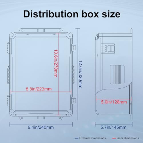 Image of Namunanee Outdoor Electrical Junction Box, ABS Water Resistant Enclosure with Internal Mounting Panel & Hinged Cover (12.6 inch H x 9.4 inch L x 5.7 inch W)