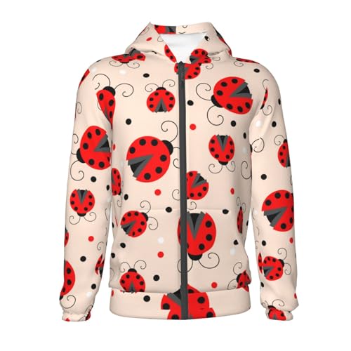 Red Ladybug Kid Hoodies Boys Zip Up Sweatshirts Girls Pullover with Pocket2