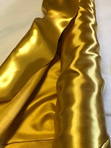 creadetex Tissus Fluide Satin uni Jaune Or doré Decoration Doublure Vetement Largeur 150 cm