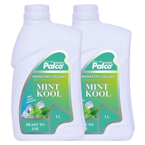 Image of PALCO MINT KOOL Radiator Coolant Ready to Use for Petrol Diesel Engines Cars, Jeep, Commercial Water as a Cooling Medium Vehicles| Ethylene Glycol Based Coolant| Nitrite Amine free 1Litre (Pack 2)
