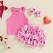 ZAXARRA Newborn Baby Girl Fashion Summer Outfits Sleeveless Halter Tops Ruffle Shorts Headband Set Infant Western Clothes (Pink, 6-9 Months)