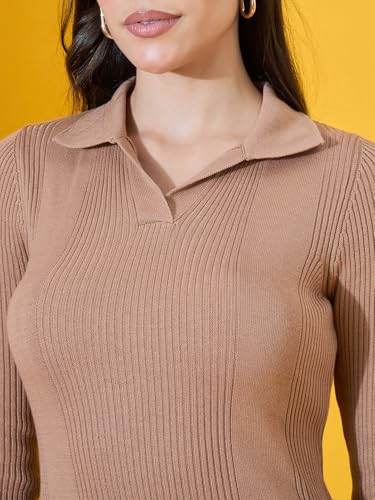 Image of 98 Degree North Women Spread Collar Sweater-G1577-BLACK