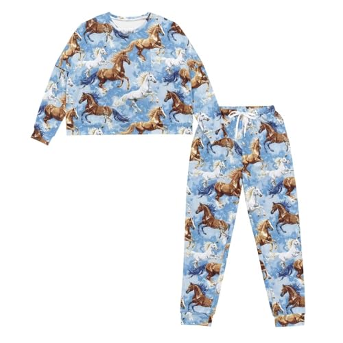 Image of Women's Pajamas Set Soft 2 Piece Loungewear Long Sleeve Pj Set Matching Sleepwear with Pockets for Women Plus Size