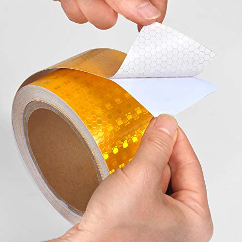 Image of ONTWIE Reflective Tape, 2inch x 30ft Dot Reflective Tape (Yellow) | Reflective Tape Outdoor Waterproof, High Visibility Reflective Safety Tape, Reflector Tape For Trailer, Cars, Trucks