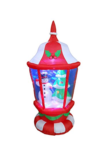 6 Foot Tall Lighted Christmas Inflatable Lantern with Snowman and Tree LEDs Indoor Outdoor Yard Decoration