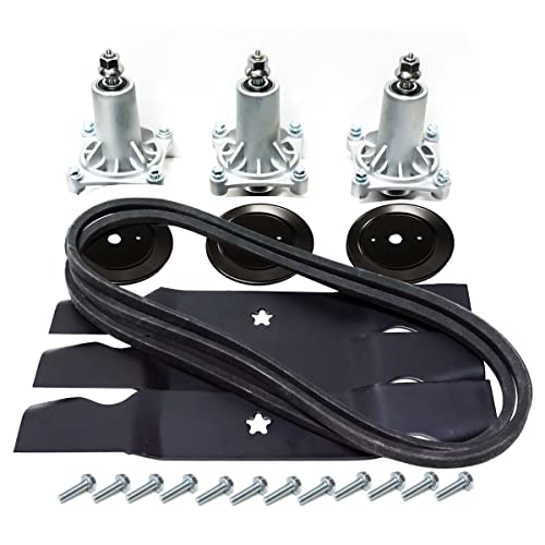 EPR 54” Lawn Mower Deck Rebuild Kit for Husqvarna Craftsman 3 Spindles 187292, 3 Pulleys 197473, 3 Blades 187256, 1 Belt 196103