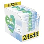 Pampers Harmonie Aqua Baby Wipes Plastic Free 24 Packs of 48 Wipes = 1152 Baby Wipes, Pure Skin Protection For Delicate Skin With 99% Water
