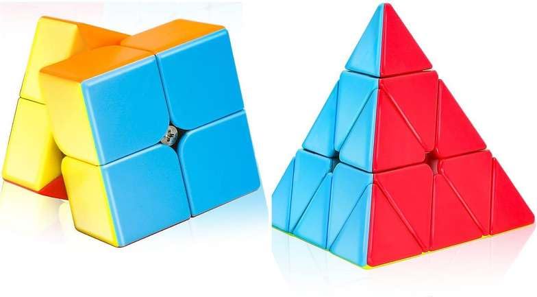 Image of MoYu Rubik Cube Puzzle Toy Game 3D Speed Cube, Stickerless Kids Puzzle Cube, Smooth Turning ABS Brain Teaser Toy for Kids and Adults (2xPyamid)
