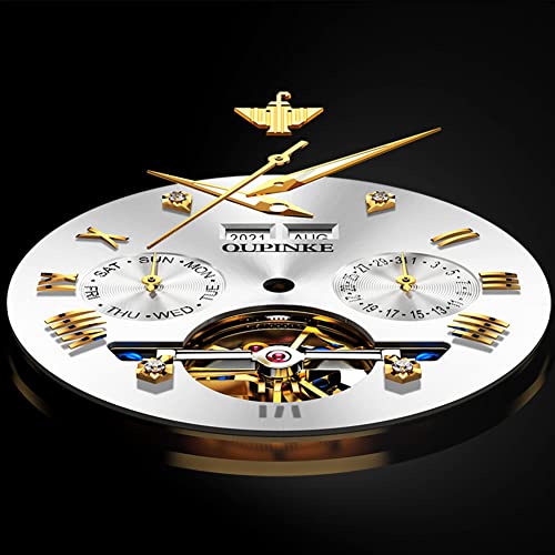 Image of OUPINKE Watches for Men Automatic Skeleton Self Winding Dress Wrist WatchBusiness Waterproof Luminous Tungsten
