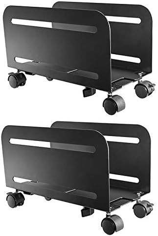 Mount Plus MP-CPB-4 - Paquete de 2 fundas ATX de torre para computadora, soporte de acero para CPU, soporte ajustable para carrito móvil con ruedas