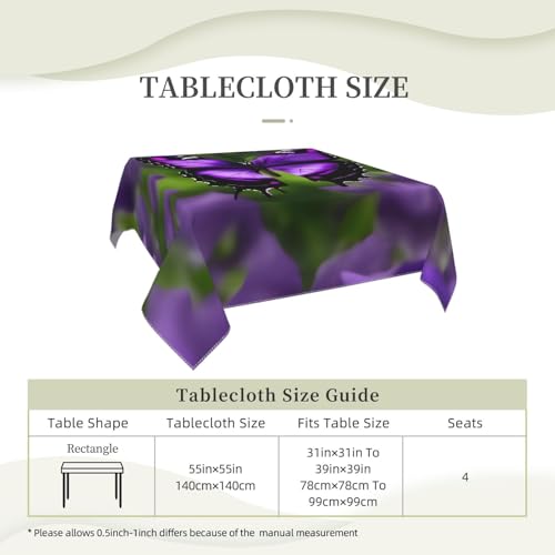 Nappe carrée papillon violet de Noël - Nappe de table douce infroissable - 7