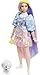 Barbie Extra Doll & Accessories with Shimmery Look, Pink & Purple Fantasy Hair & Neon Beanie with Pet Puppy