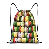 GaxfjRu Vegetal kebab - Bolsa trasera con cordón, impermeable y versátil, bolsa de cincha para hombres y mujeres, Negro -, S
