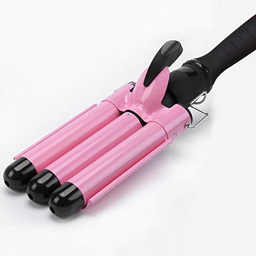 Adkwse Lockenstab 3 Fässer Lockenwickler Große Wellen Locken Turmalin Keramik Digitale Temperaturanzeige Tut nicht weh Haare,22mm Welleisen für Lange/kurze Haare (Rosa)