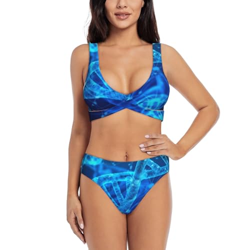 Bikini d'été 2 pièces séchage rapide motif DNA Chain