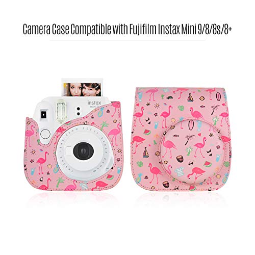 Andoer Bolsa para câmera instantânea de couro PU com lindas estampas com alça de ombro para Fujifilm