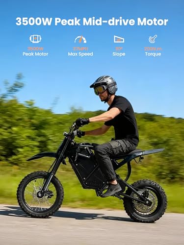 Qlife Vela E5 Electric Dirt Bike for Teens Adults,3500W Peak Mid-Drive Motor,38MPH&53-Miles Off-Road Electric Motorcycle - Additional View
