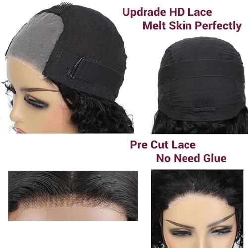 Perücke Echthaar für Damen Yaki Straight Glueless Wig Human Hair 4x4 Lace Wig Yaki Perücke Damen Echthaar Geschenk für Sie 28 Zoll Natürliche Schwarze Perücke – Bild 5