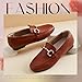 Womens Loafers Shoes Fashion Low Heel Slip on Shoes Comfortable Driving Flats PU (Brown 10)