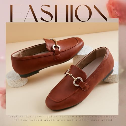 DeYashopin Womens Loafers Shoes Fashion Low Heel Slip on Shoes Comfortable Driving Flats PU (Brown 11W) by DeYashopin - Used condition - Image 7