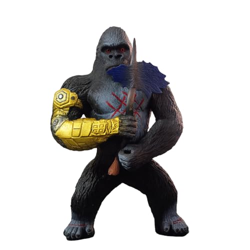 DTR Creation Hard Rubber Gorilla Action Figure Toy for Kids | 20 cm Jungle King Collectible Model | Grey-Black Animal Figurine | Durable Monster for Boys | Gift & Display Toy for Children