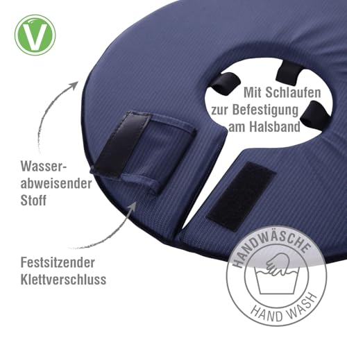 Vetlando Leckschutzkragen – Halskrause für Hunde & Katzen, Bequeme Alternative zu Plastikhalskragen, Keine Sichtbehinderung, wasserabweisend, waschbar – S Umfang 25-31cm Durchmesser 30 cm, blau