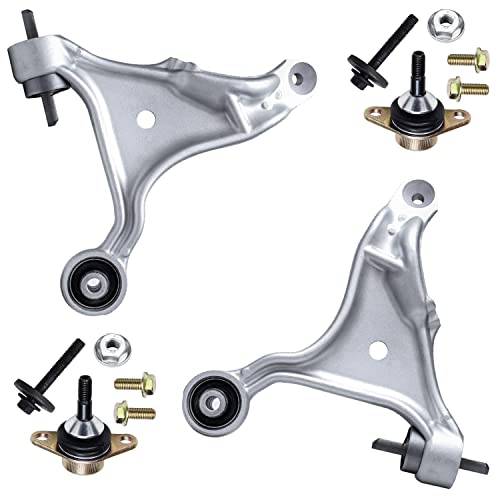 Detroit Axle - 4pc Front End Control Arms Kit for 1999-2006 Volvo S80, 2 Lower Control Arms 2 Lower Ball Joints 2000 2001 2002 2003 2004 2005 Replacement