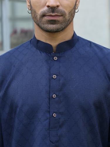 Image of KRAFT INDIA Men's Cotton Kurta Pyjama Set | Woven Design Traditional Ethnic Wear | Festive, Wedding & Casual Outfit | Comfortable & Breathable Fabric