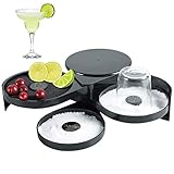 MAOPINER 3-Tier Bar Glass Rimmer Bartender Tool with Sponge, 3-Tray Black Plastic Glass Rimming Suga