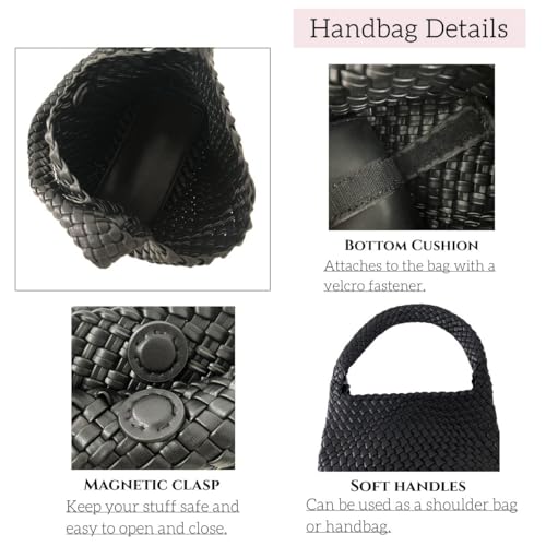 Bolso tejido para mujer, de cuero vegano, bolso bandolera y cartera pequeño, bolso de compras a la moda miniatura 6