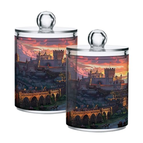 Sevdomey Set di 2 contenitori Qtip con coperchio, in plastica trasparente, contenitori da bagno per batuffoli di cotone, batuffoli di cotone, tamponi di cotone, tamponi di cotone, filo interdentale