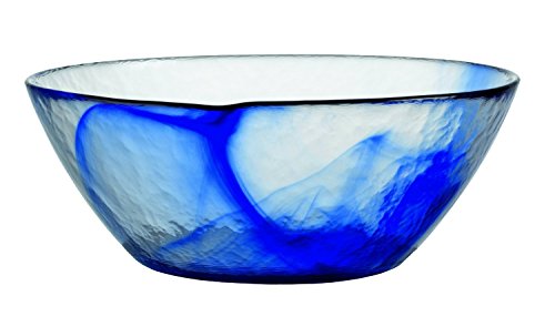 Bormioli Rocco Murano Blue Swirl Medium 9 Inch Glass Bowl, Set of 6