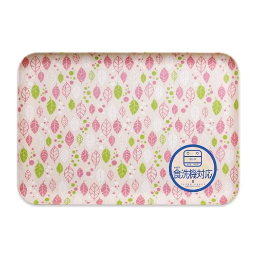 TATSU-CRAFT(タツクラフト) 北欧 風 和紙 トレー L 39cm スプリング リーフ ピンク 食洗機対応 日本製 トレイ お盆 プラスチック おしゃれ 食事 食卓用 キッチン ランチョンマット 紙 洗える 小学生 子供 かわいい