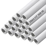 Sasylvia 20 Pcs White PVC Pipe DIY Projects Sch40 Furniture Grade for Home, Greenhouse, Garden, Farm, Workshop (1/2 Inch,4 Ft)