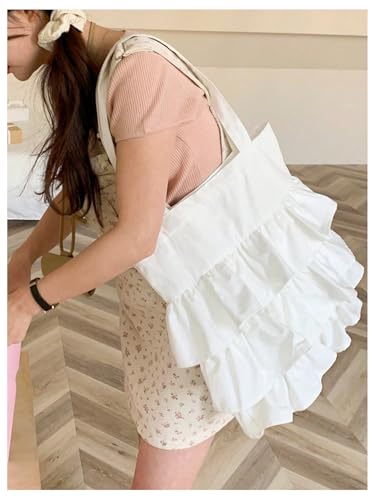 Bolso Tote de Lona con Volantes para Mujer miniatura 5